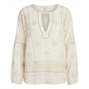 Elegant Cream Embroidered Women's Top